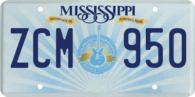 MS license plate ZCM950