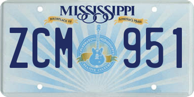 MS license plate ZCM951