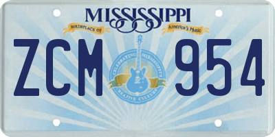 MS license plate ZCM954