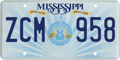 MS license plate ZCM958