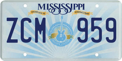 MS license plate ZCM959