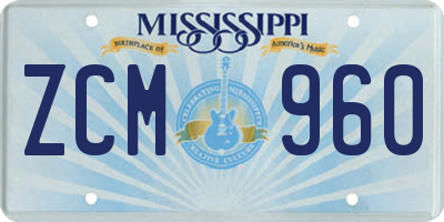 MS license plate ZCM960