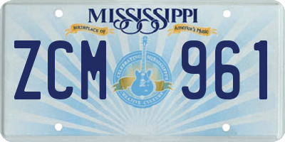 MS license plate ZCM961