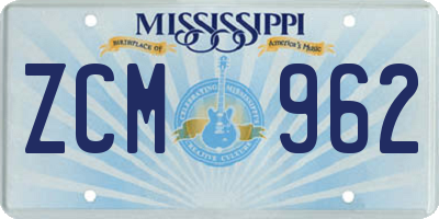 MS license plate ZCM962