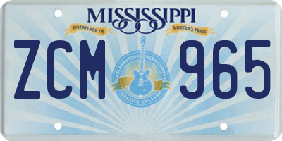 MS license plate ZCM965