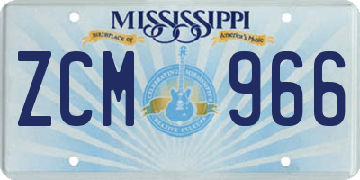 MS license plate ZCM966