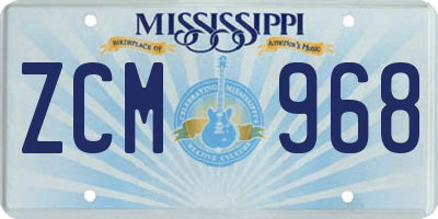 MS license plate ZCM968