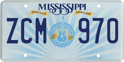MS license plate ZCM970