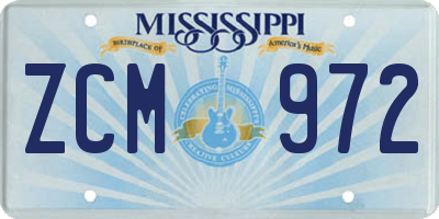 MS license plate ZCM972