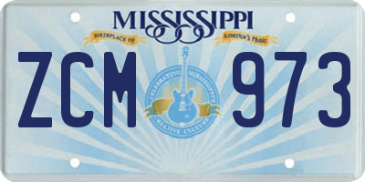 MS license plate ZCM973