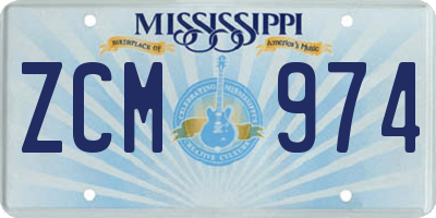 MS license plate ZCM974