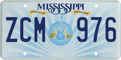 MS license plate ZCM976
