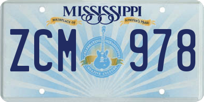 MS license plate ZCM978