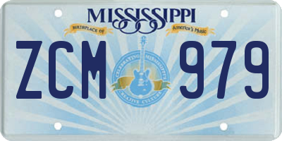 MS license plate ZCM979