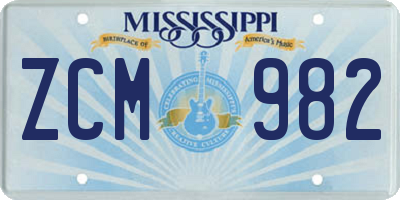 MS license plate ZCM982