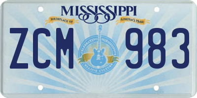 MS license plate ZCM983