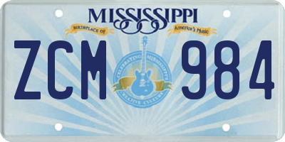 MS license plate ZCM984