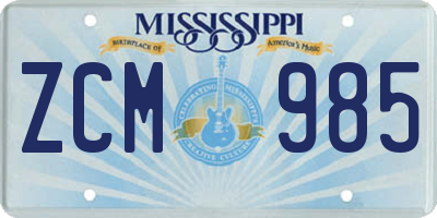 MS license plate ZCM985
