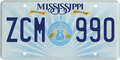 MS license plate ZCM990