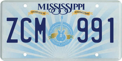 MS license plate ZCM991
