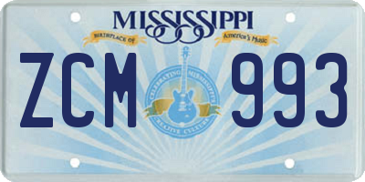 MS license plate ZCM993