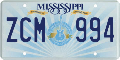 MS license plate ZCM994
