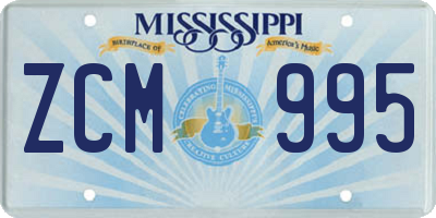 MS license plate ZCM995