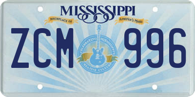 MS license plate ZCM996