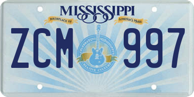 MS license plate ZCM997