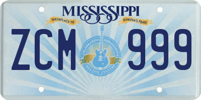 MS license plate ZCM999