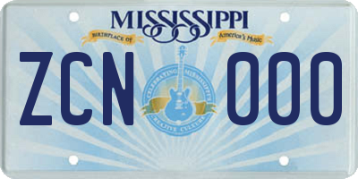 MS license plate ZCN000