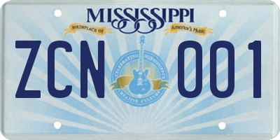 MS license plate ZCN001