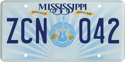 MS license plate ZCN042