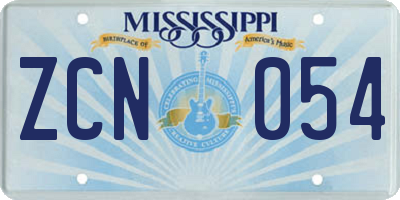 MS license plate ZCN054