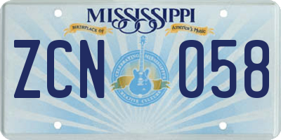 MS license plate ZCN058