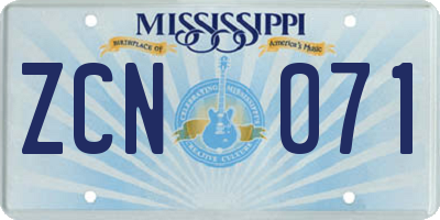 MS license plate ZCN071