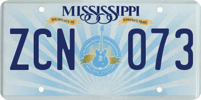 MS license plate ZCN073