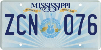 MS license plate ZCN076