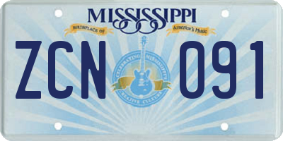 MS license plate ZCN091