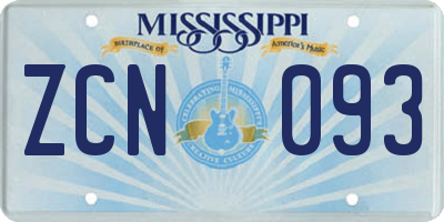 MS license plate ZCN093