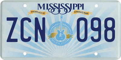 MS license plate ZCN098