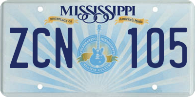 MS license plate ZCN105