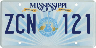 MS license plate ZCN121