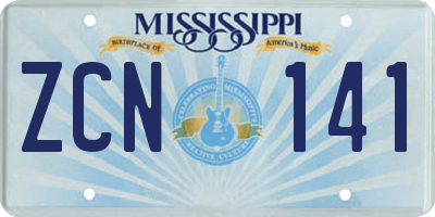 MS license plate ZCN141