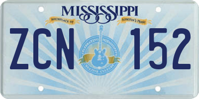 MS license plate ZCN152