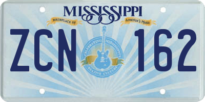 MS license plate ZCN162