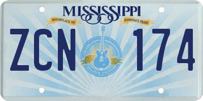 MS license plate ZCN174