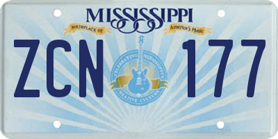 MS license plate ZCN177