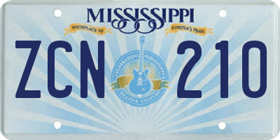 MS license plate ZCN210