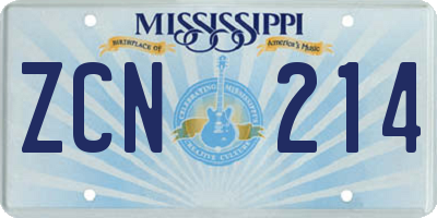 MS license plate ZCN214